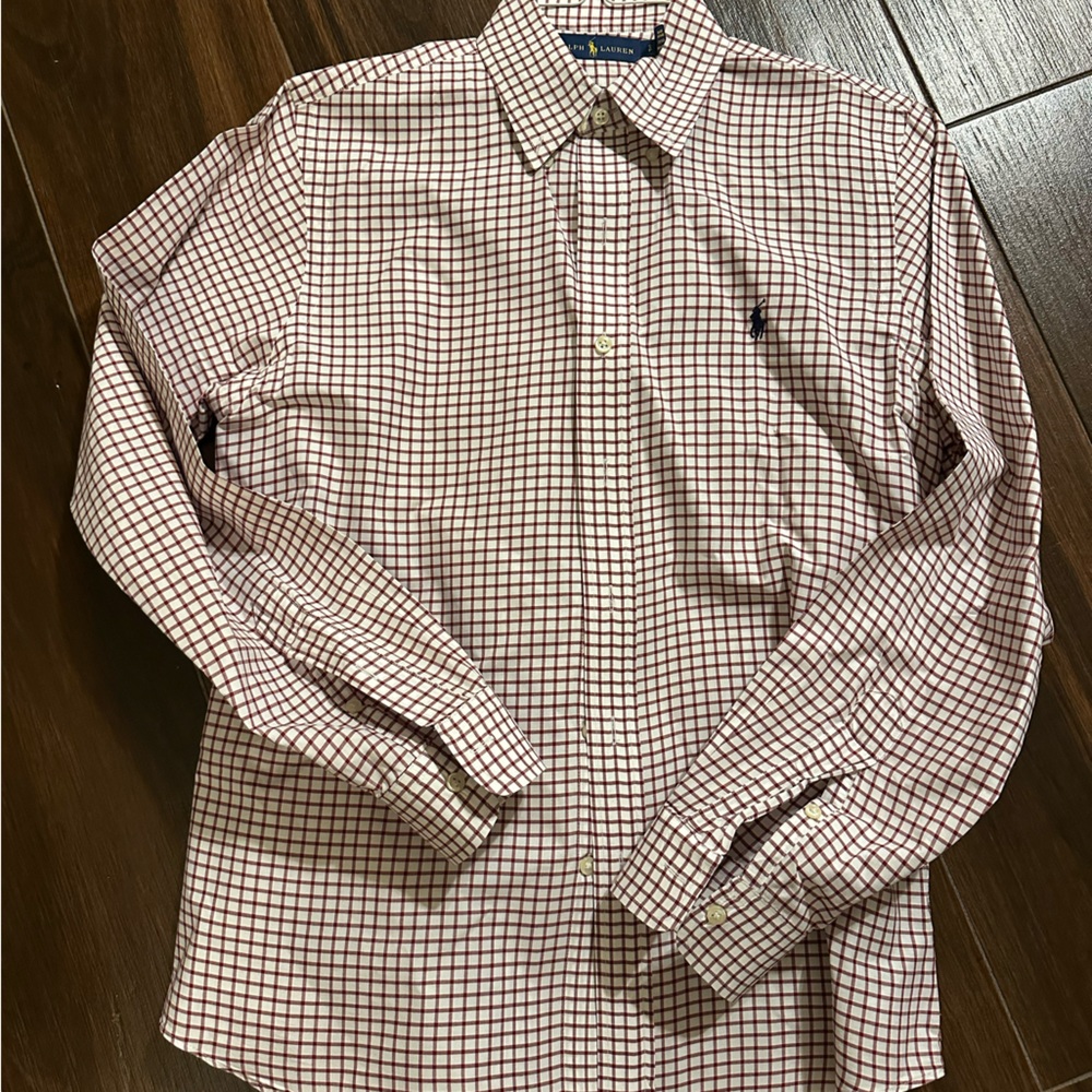 Ralph Lauren Red and White Casual Button Down Shirt